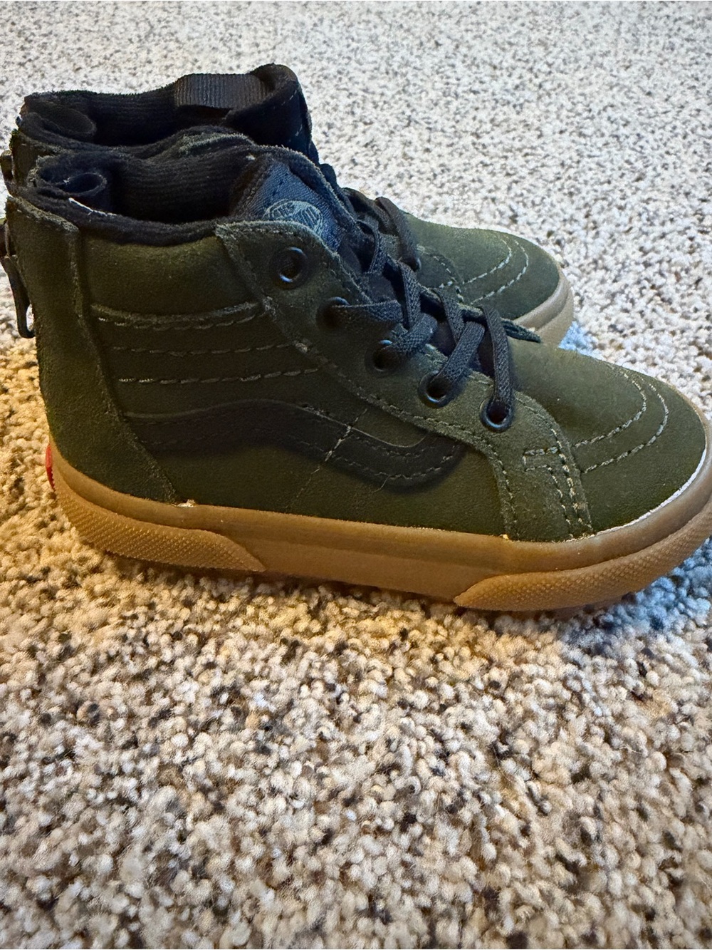 Vans toddler High-Top Sneakers in Olive Green with Gum Sole